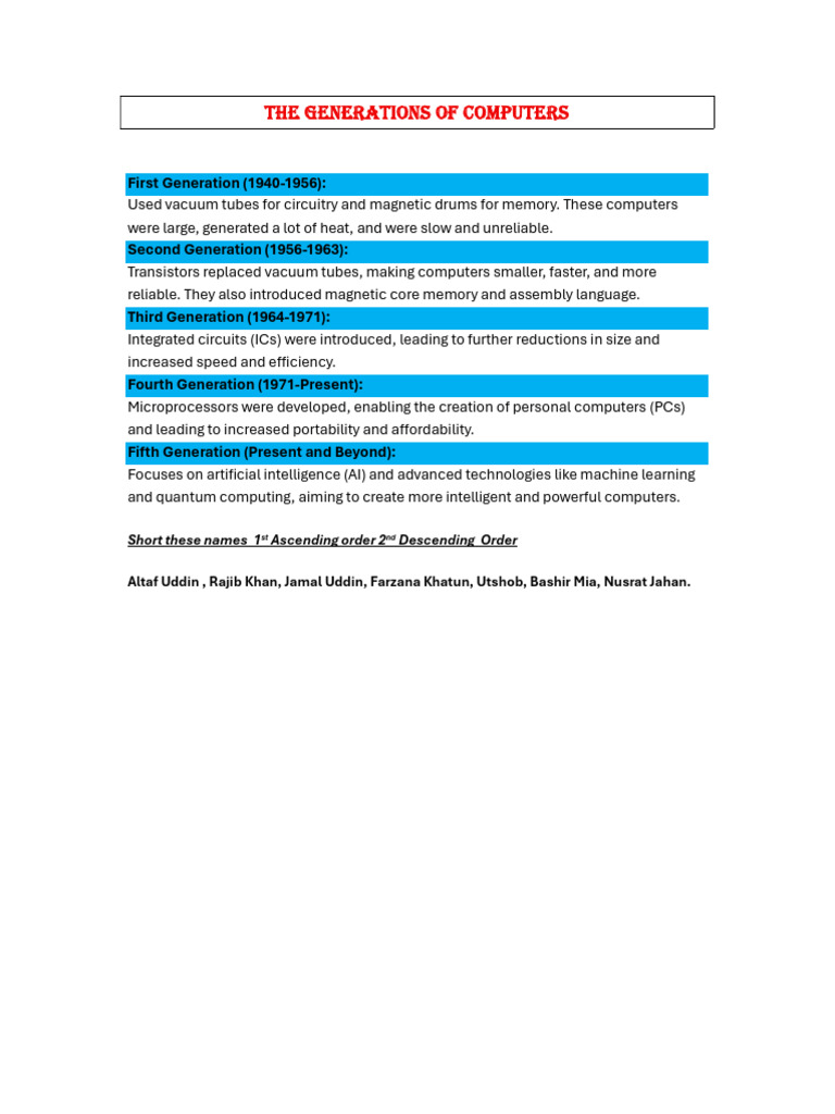 Evolution of Computer Generations | PDF