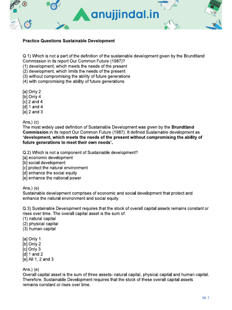 1 Practice - Questions - Sustainable - Development | PDF