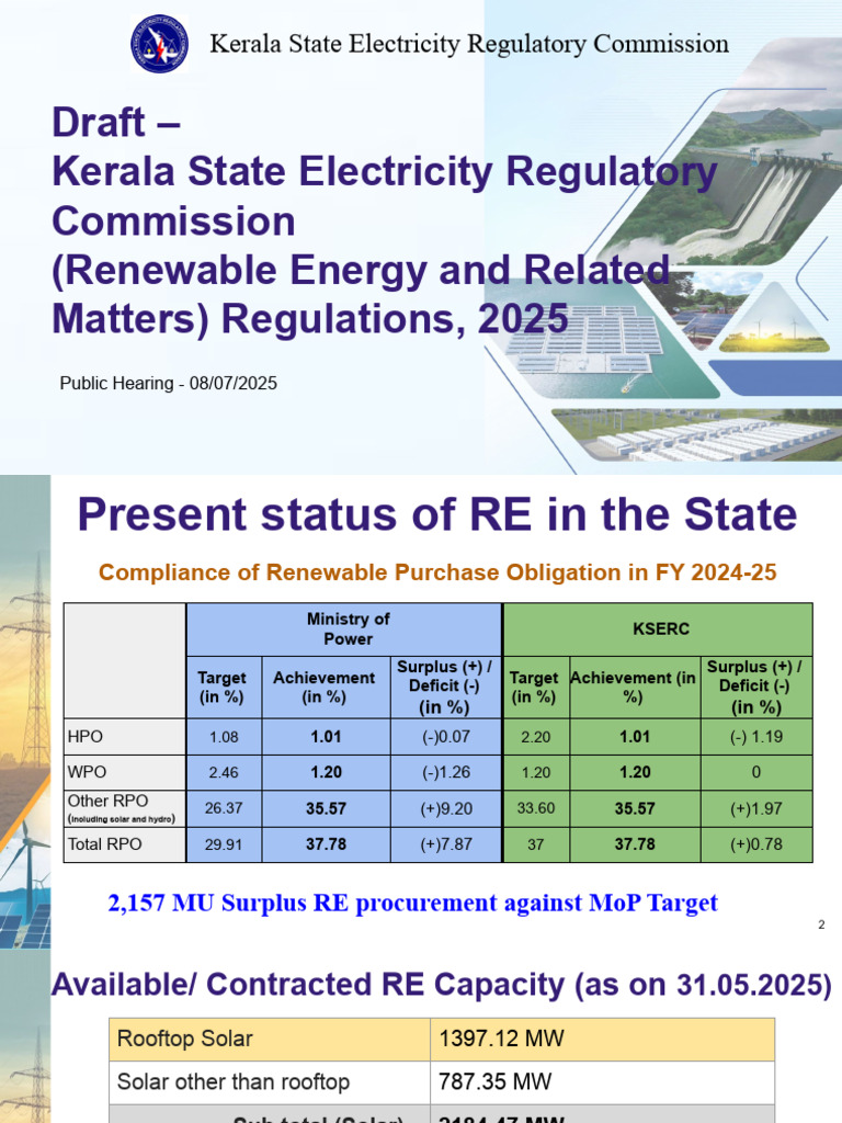 RE & Netmetering Draft KSERC Ppt | PDF | Solar Power | Electrical Grid