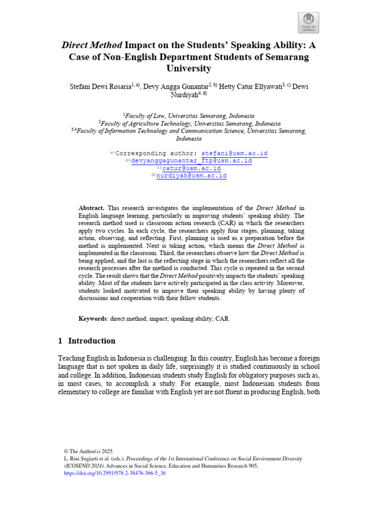 Direct Method Enhances Speaking Skills | PDF | Creative Commons | Teachers