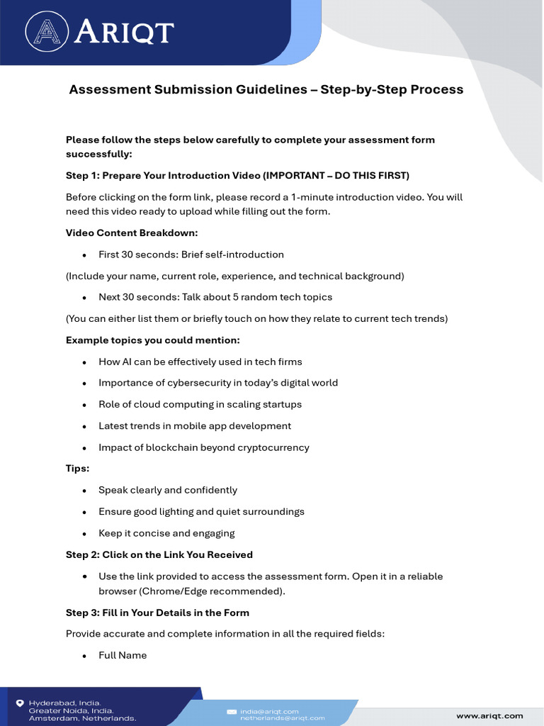 Assessment Submission Instructions | PDF | Résumé | Cyberspace