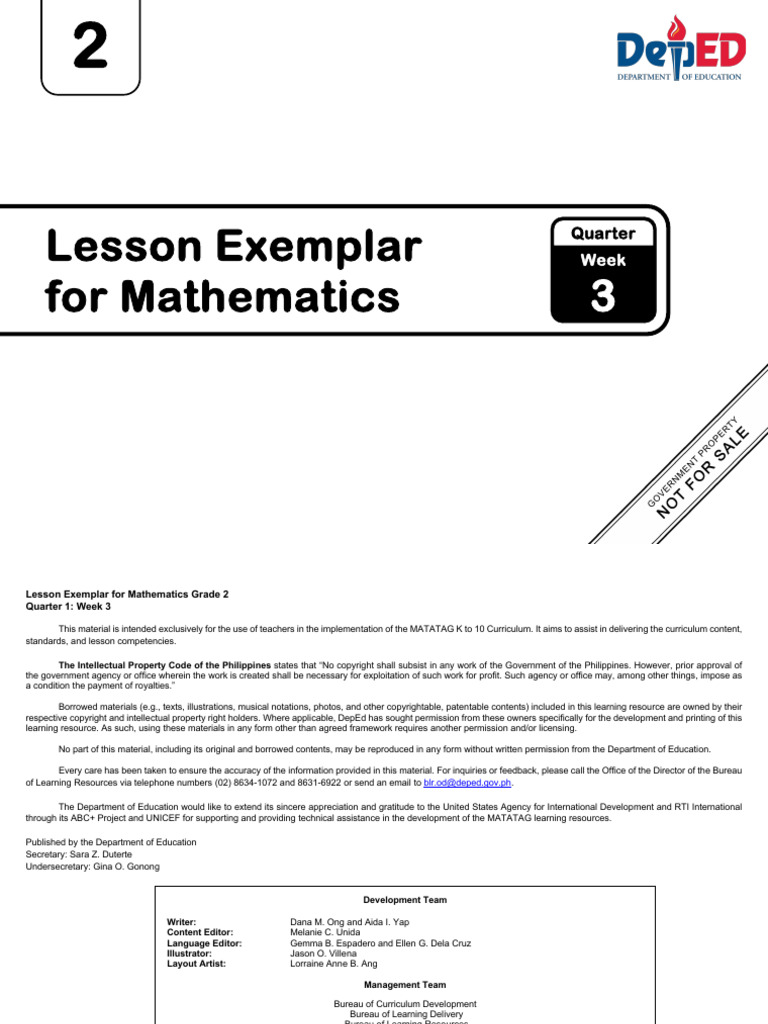 Grade 2 Math Lesson Plan: Week 3 | PDF | Copyright | Curriculum