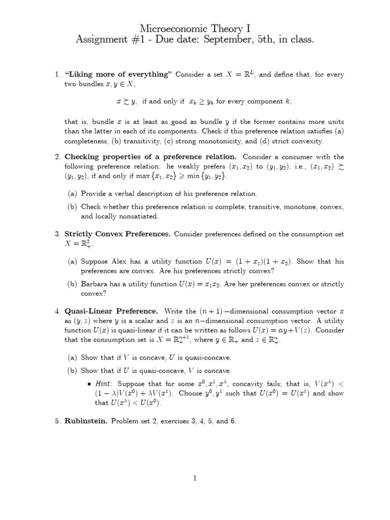 Homework 1 Econs501 Fall2016 | PDF