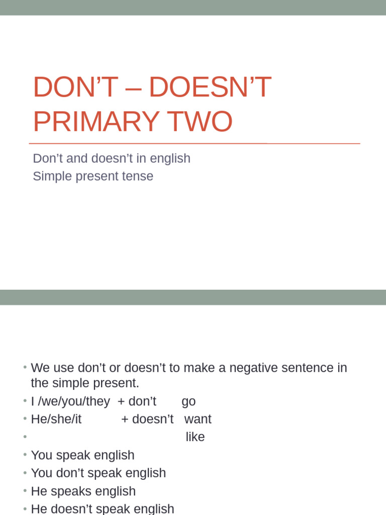 Don't and Doesn't (p2) | PDF
