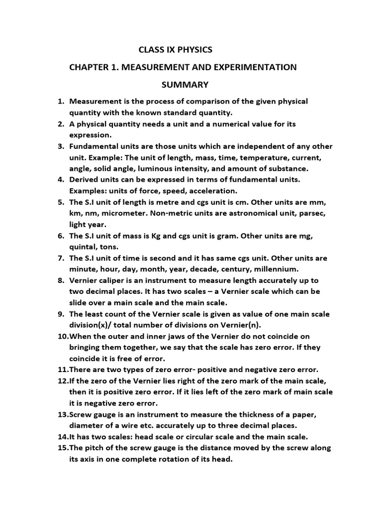 Class 9 On Lin Worksheet | PDF | Pendulum | Measurement