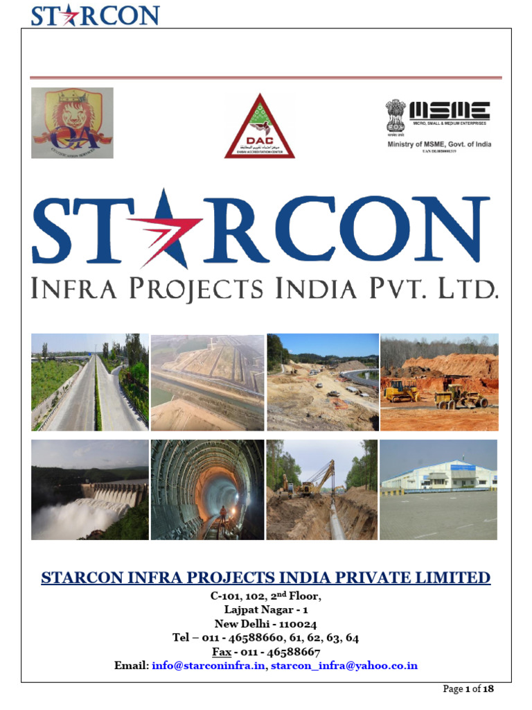 Starcon Infra Projects Overview | PDF | Occupational Safety And Health ...