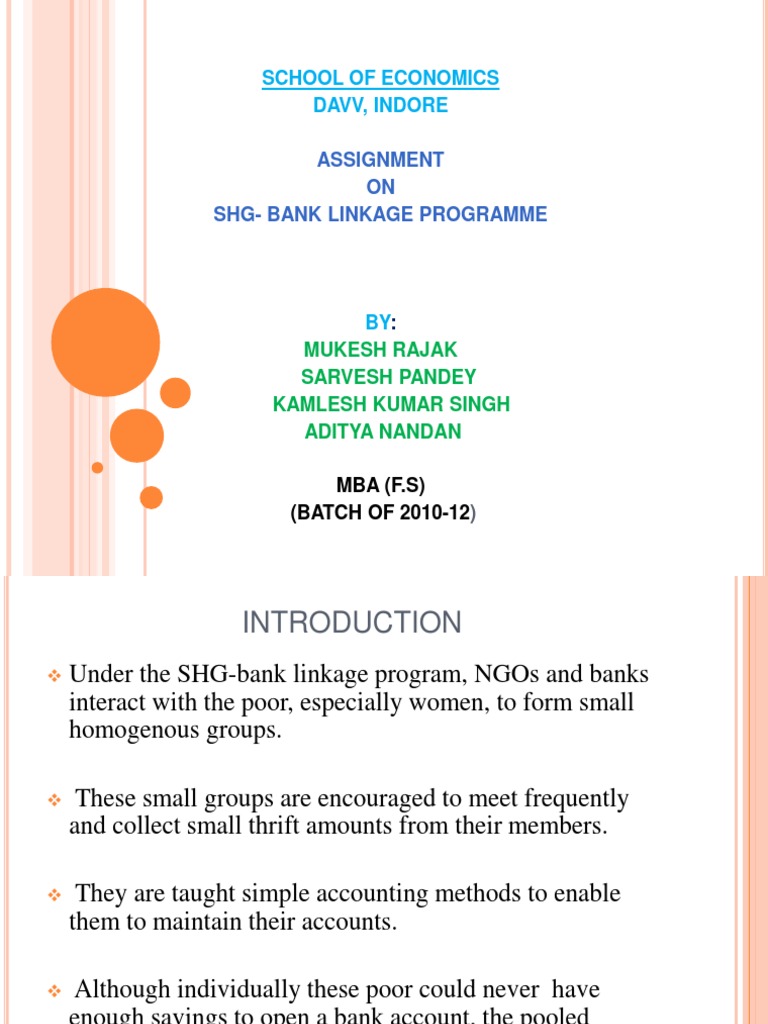 SHG-Bank Linkage Programme Overview | PDF | Savings And Loan ...