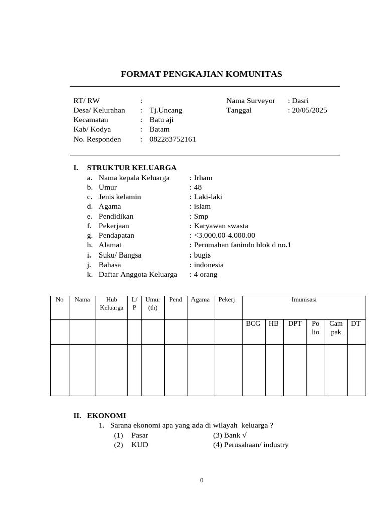 Monica Ellyana - Format Pengkajian Komunitas KK 2 | PDF