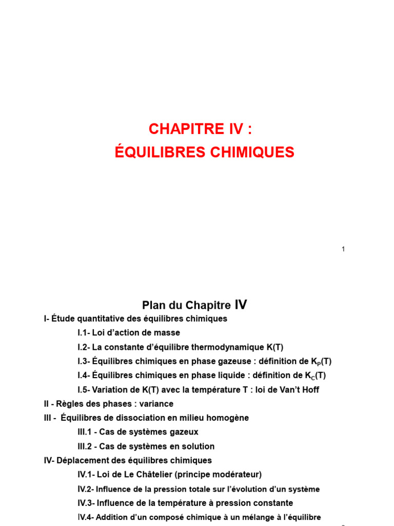 Équilibres Chimiques : Concepts Clés | PDF | Équilibre chimique ...