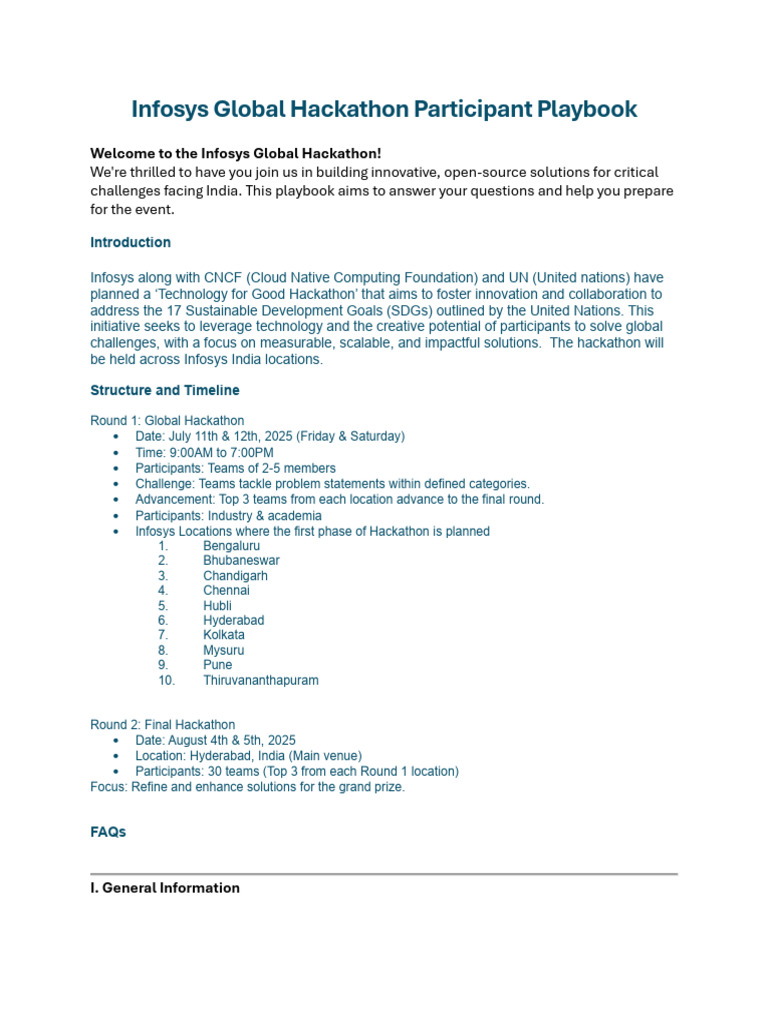 Infosys Global Hackathon Playbook | PDF | Artificial Intelligence ...