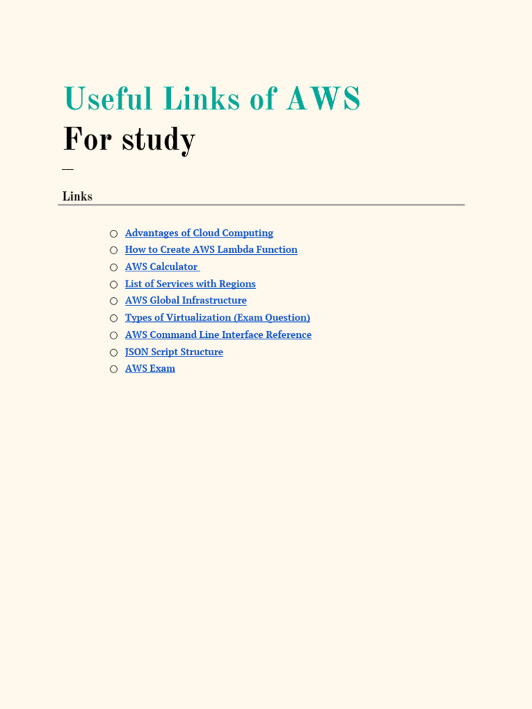 Class Notes AWS | PDF