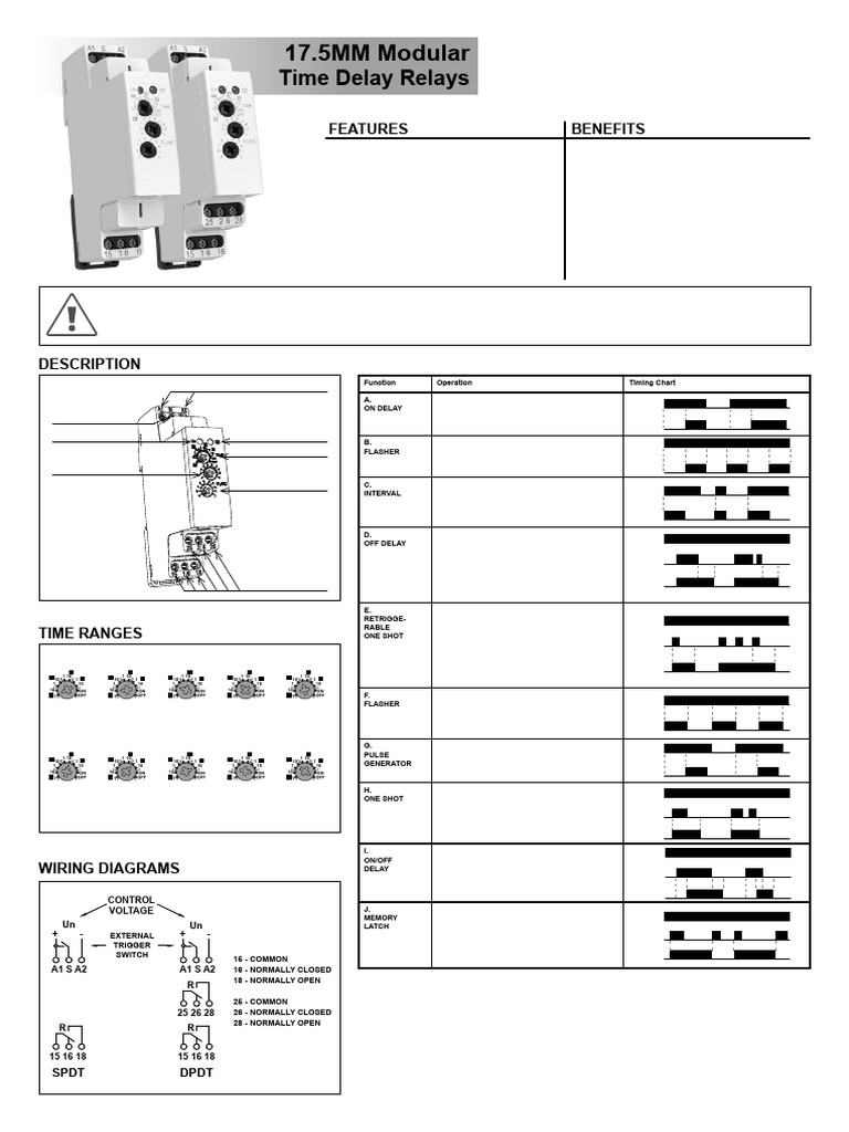 Modular Time Delay Relay Functions | PDF | Relay | Switch
