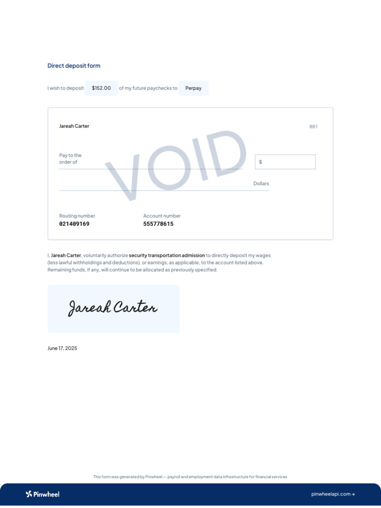 Direct Deposit Form | PDF