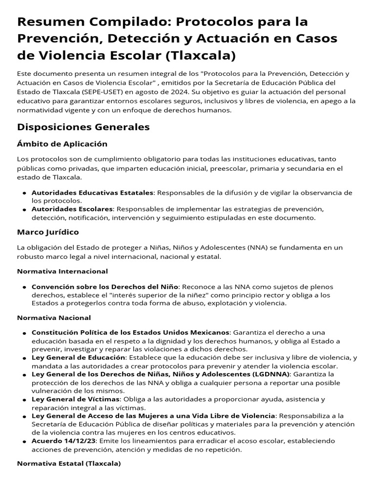 Protocolos de Violencia Escolar en Tlaxcala | PDF | Abuso infantil ...