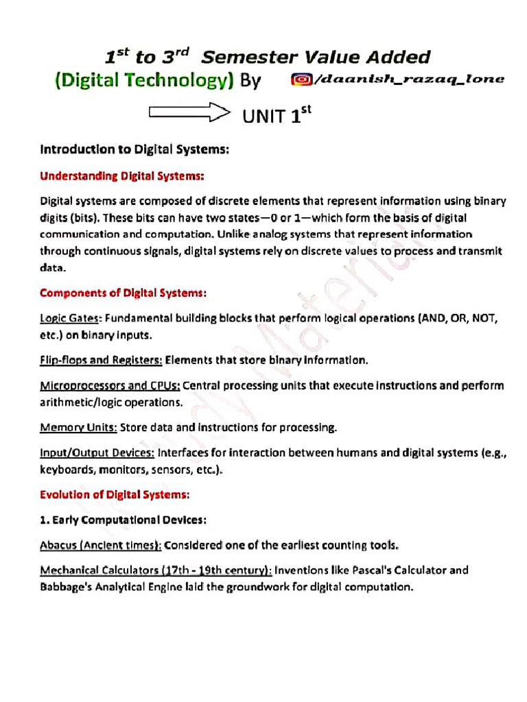 Digital and Technological Solutions Notes | PDF