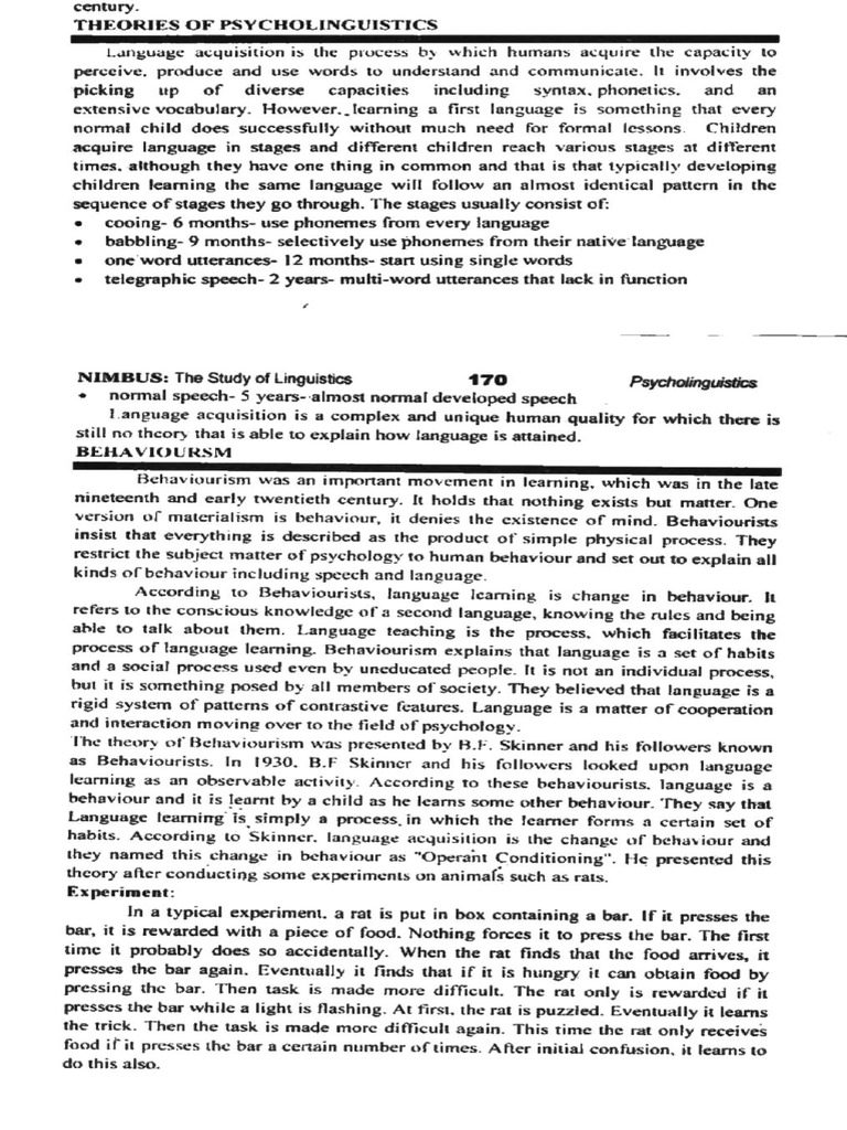 Theories of Psycholinguistics | PDF