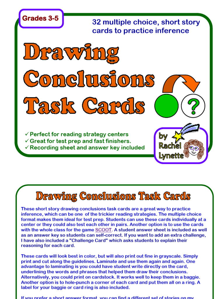 Inference Practice Task Cards for Grades 3-5 | PDF