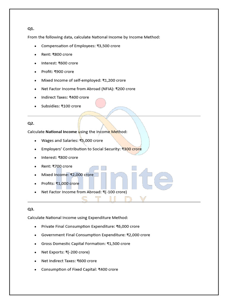 National Income Calculation Methods | PDF | Measures Of National Income ...