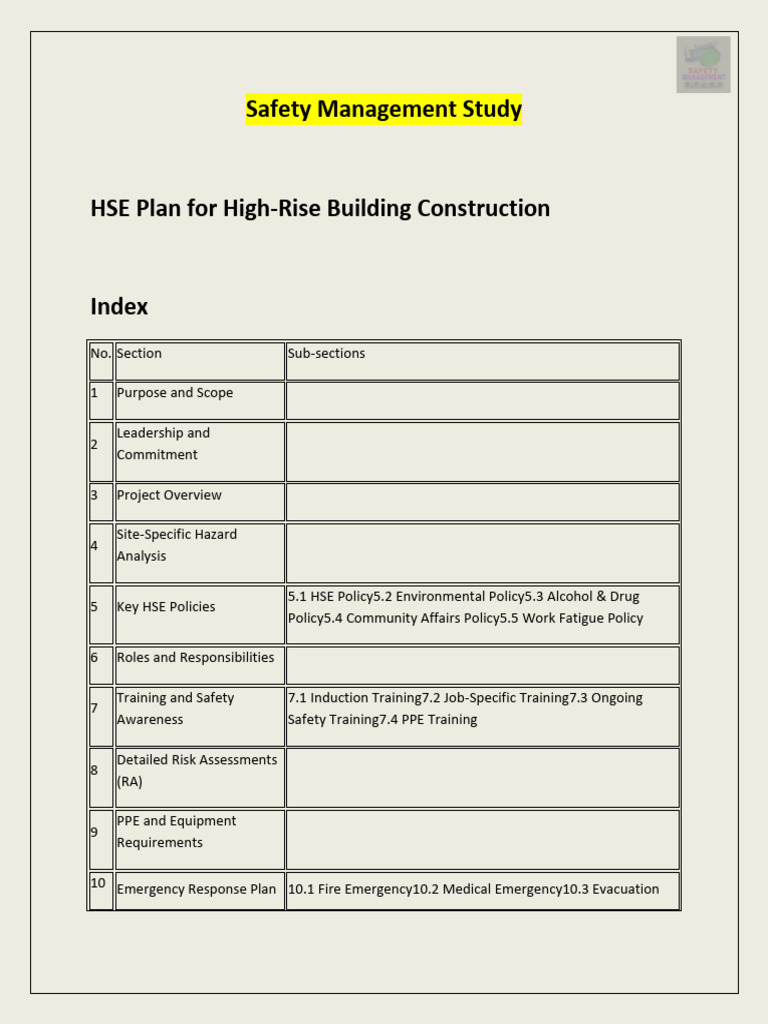 HSE Plan for High-Rise Construction | PDF | Personal Protective ...