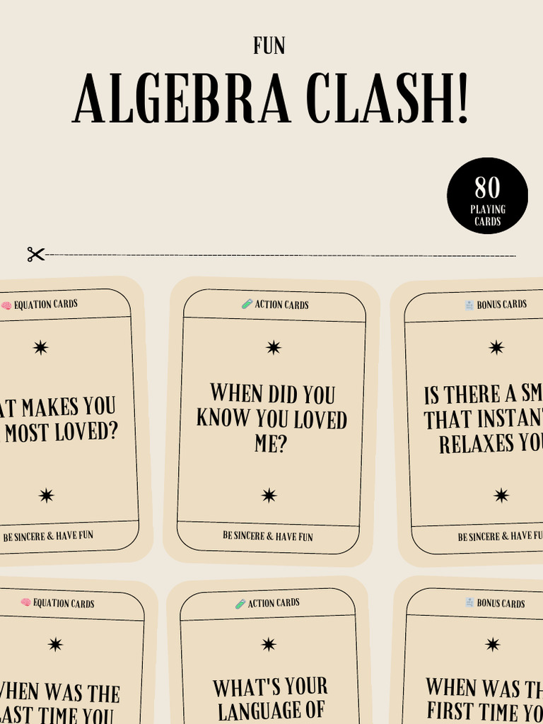 Fun Action and Equation Card Game | PDF | Algebra | Mathematics