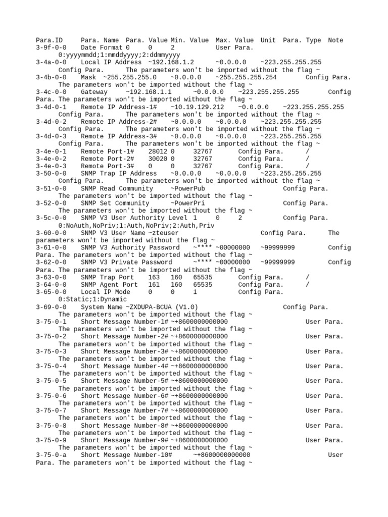 Network Configuration Parameters Guide | PDF | Communications Protocols ...
