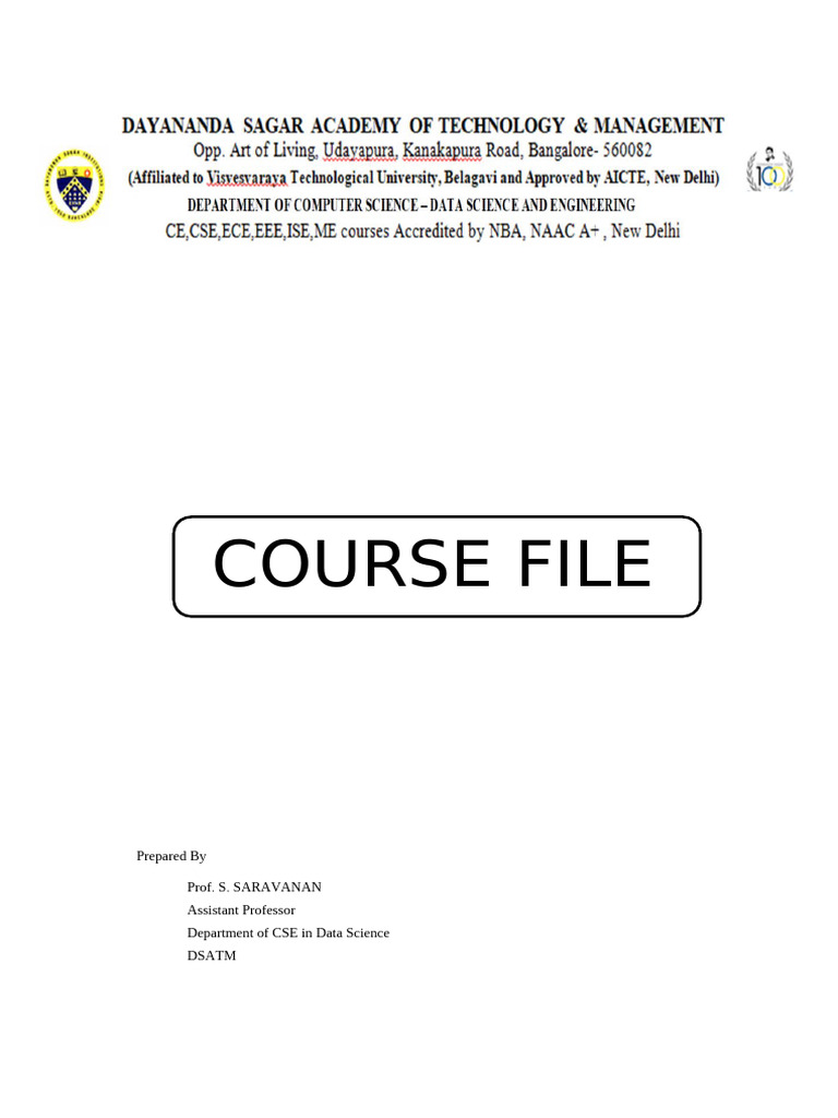 Course File for Data Science Program | PDF | Computational Complexity ...