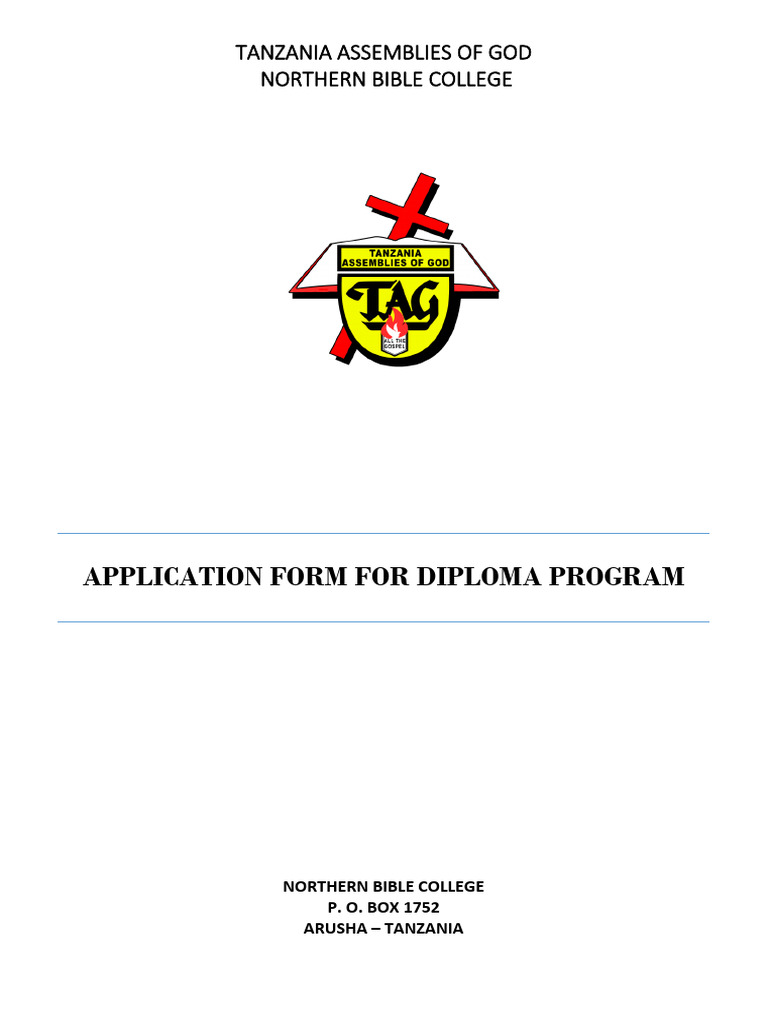 TAG Northern Bible College Application Form | PDF | Minister ...
