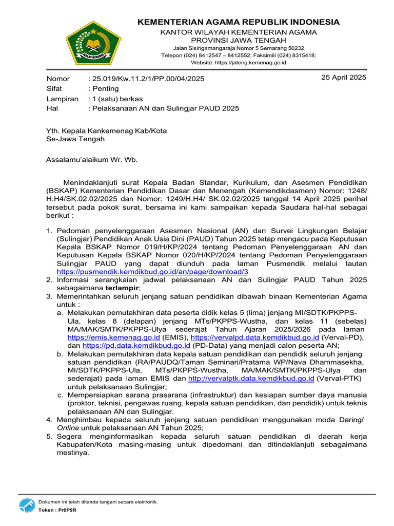 Pedoman AN dan Sulingjar PAUD 2025 | PDF