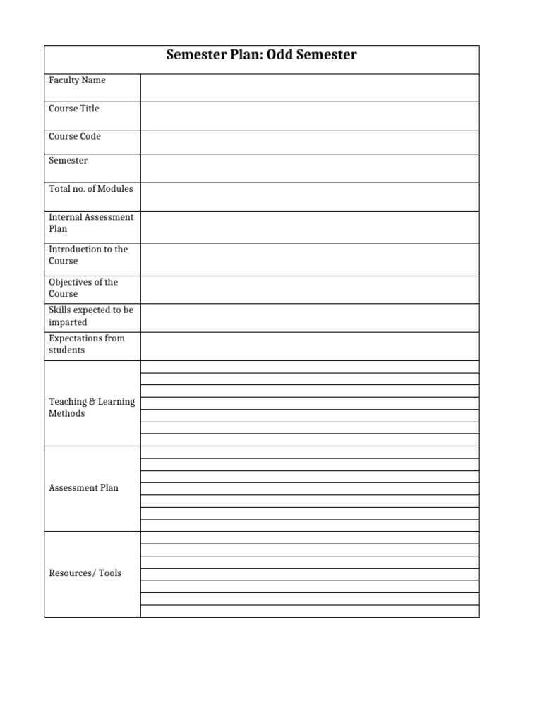 Semester Plan Odd Semester | PDF