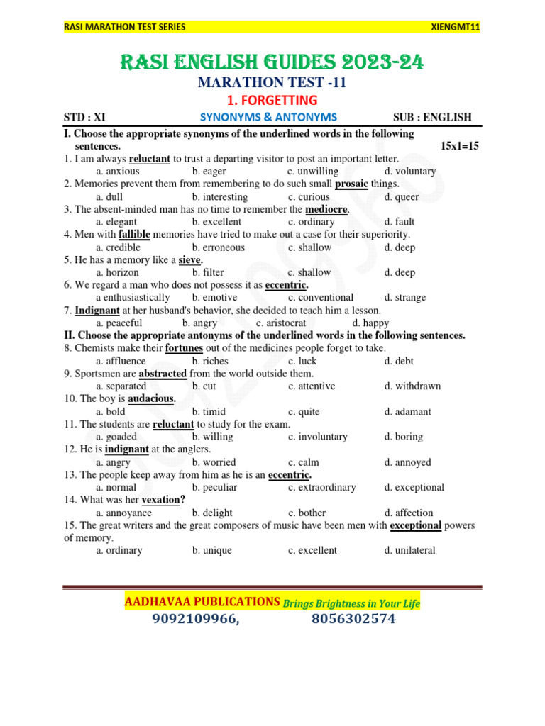 English Synonyms and Antonyms Test | PDF | Chess Openings | Chess