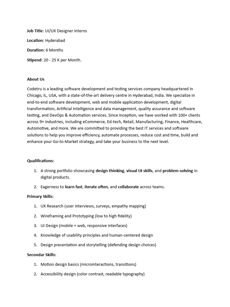 JD UI-UX Design Intern 250617 135251 | PDF