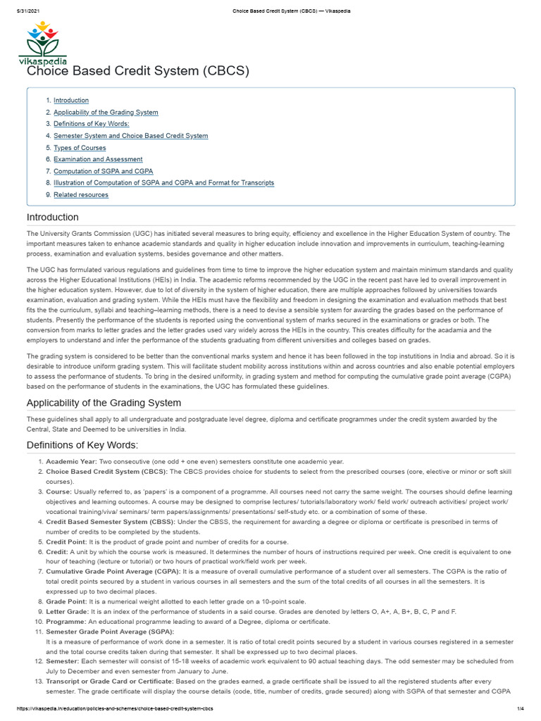 Understanding Choice Based Credit System | PDF | Course Credit | Higher ...