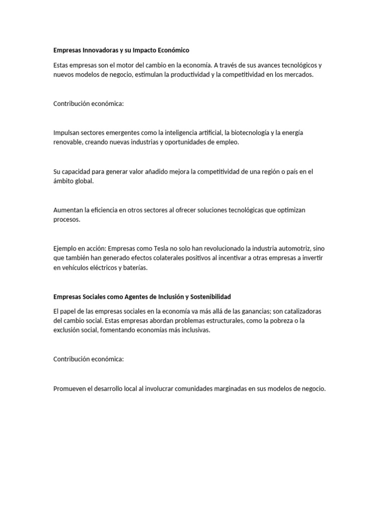 Impacto Económico de Empresas Innovadoras | PDF | Sustentabilidad ...