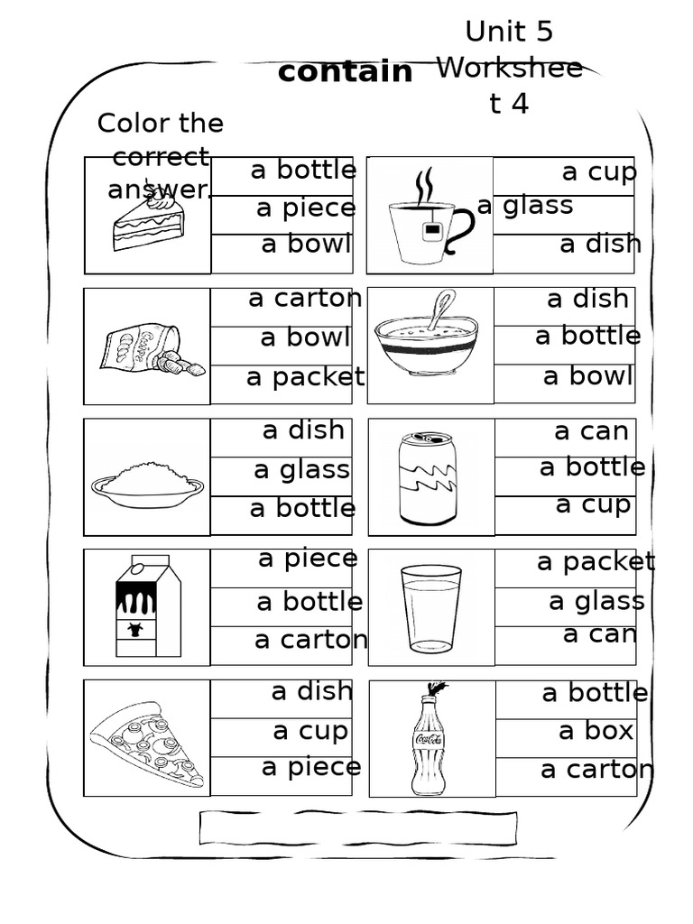 Container Identification Worksheet | PDF