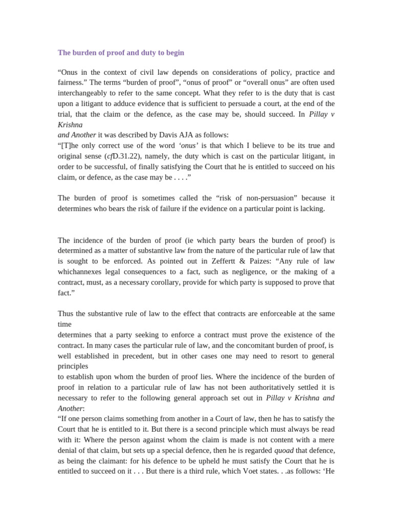 Understanding Burden of Proof in Law | PDF | Burden Of Proof (Law ...