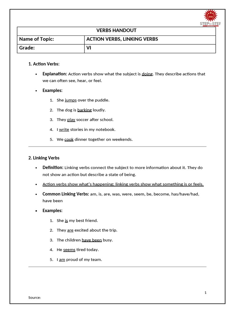 Action and Linking Verbs Explained | PDF