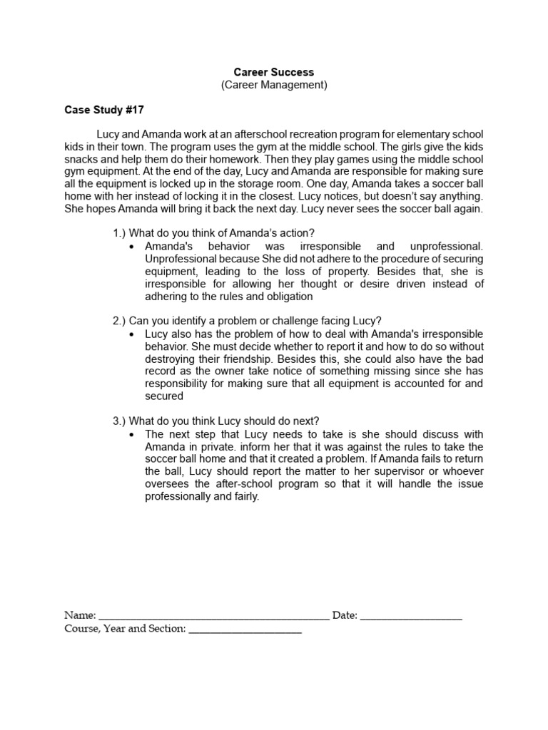 Case Study 17 Career Success Pdf
