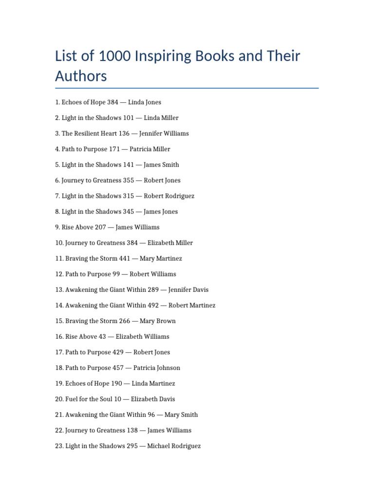 1000 Inspiring Books and Authors List | PDF