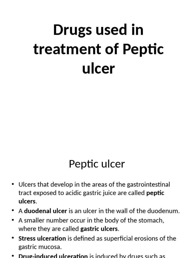 Drugs Used in Treatment of Peptic Ulcer | PDF | Gastroenterology | Drugs