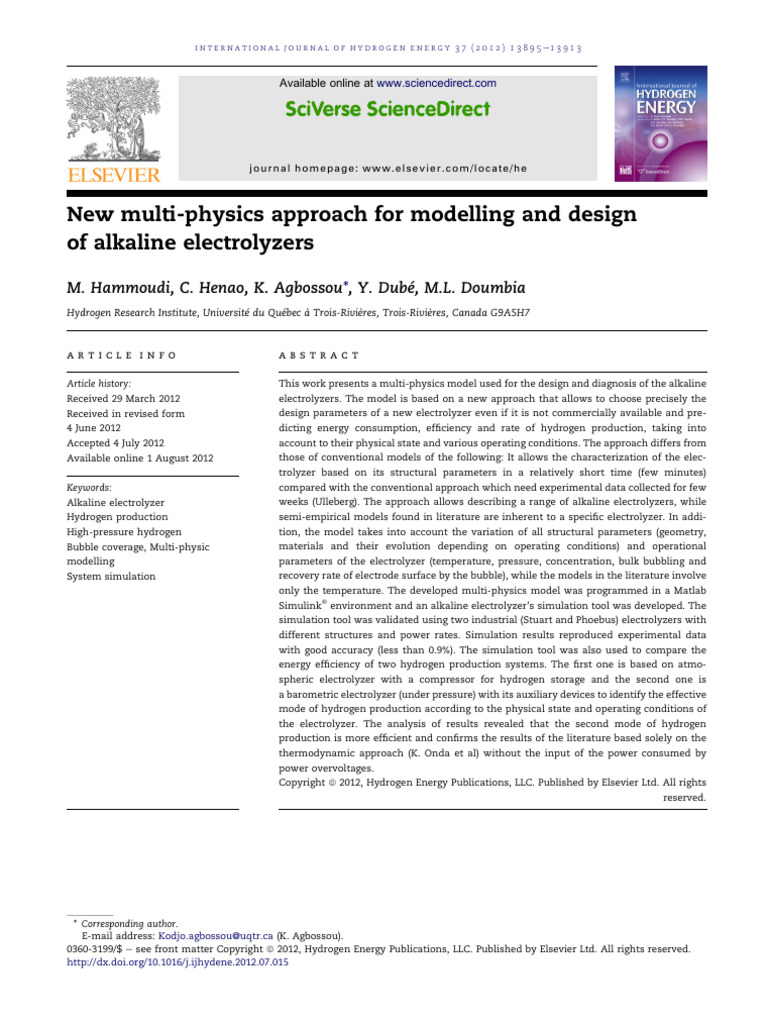 New Multi-Physics Approach For Modelling and Design of Alkaline ...