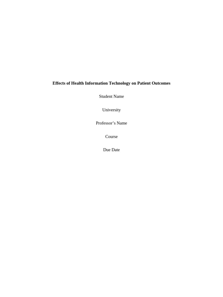 Effects of Health Information Technology On Patient Outcomes | PDF ...