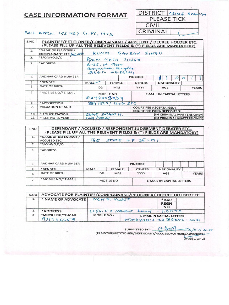 Dwarka Courts FIR NO129-2021 | PDF