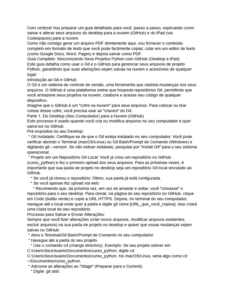 Sincronizando Projetos Python no GitHub | PDF | Computação em nuvem ...