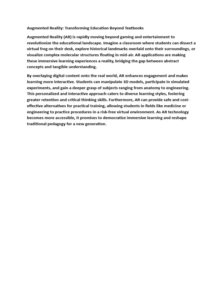 Augmented Reality in Education Revolution | PDF