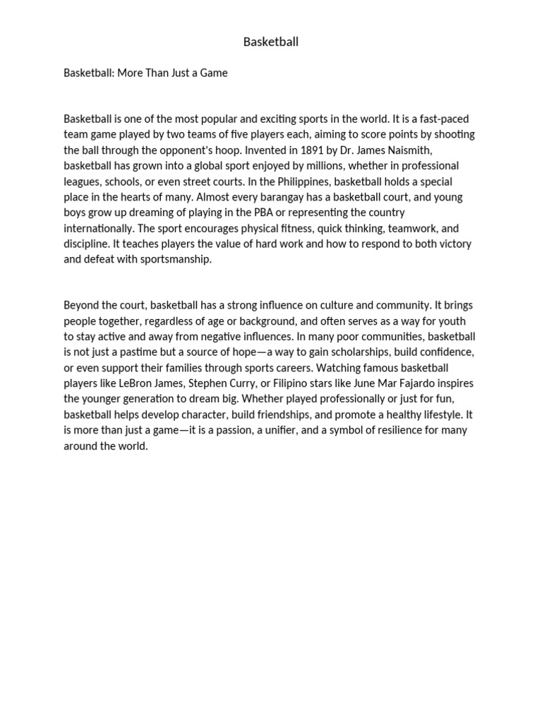 The Impact of Basketball Worldwide | PDF