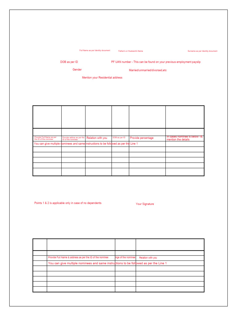 EPF Form 2: Nomination & Declaration | PDF