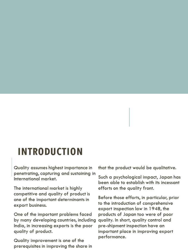 Quality Control in Pre-Shipment Inspection | PDF