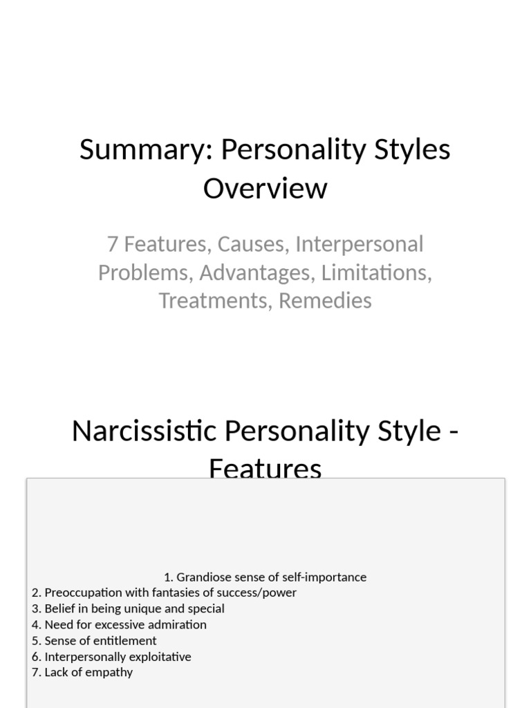 Summary Personality Styles 7points Presentation | PDF