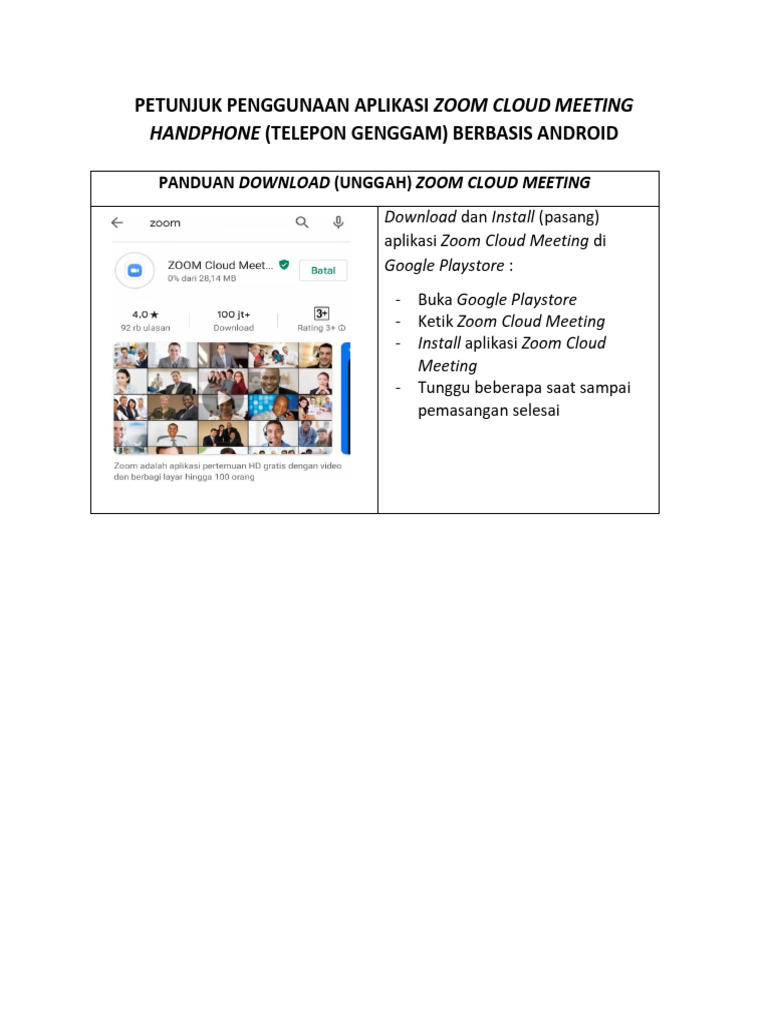 Panduan Zoom Meeting di HP Android | PDF