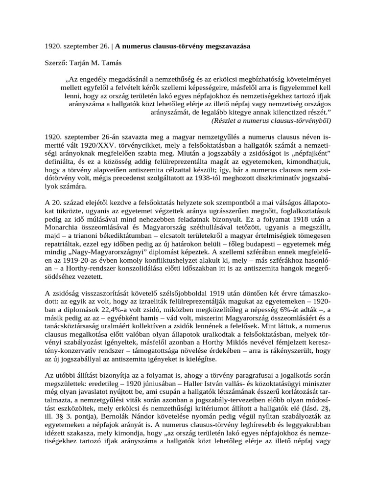 A Numerus Claususról | PDF